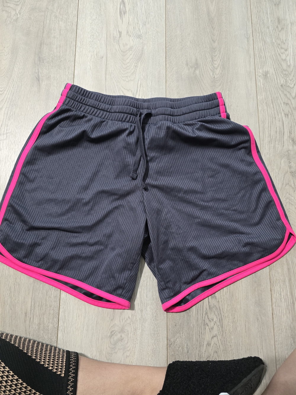 Athletic Works Women's Charcoal Shorts with Pink Trim